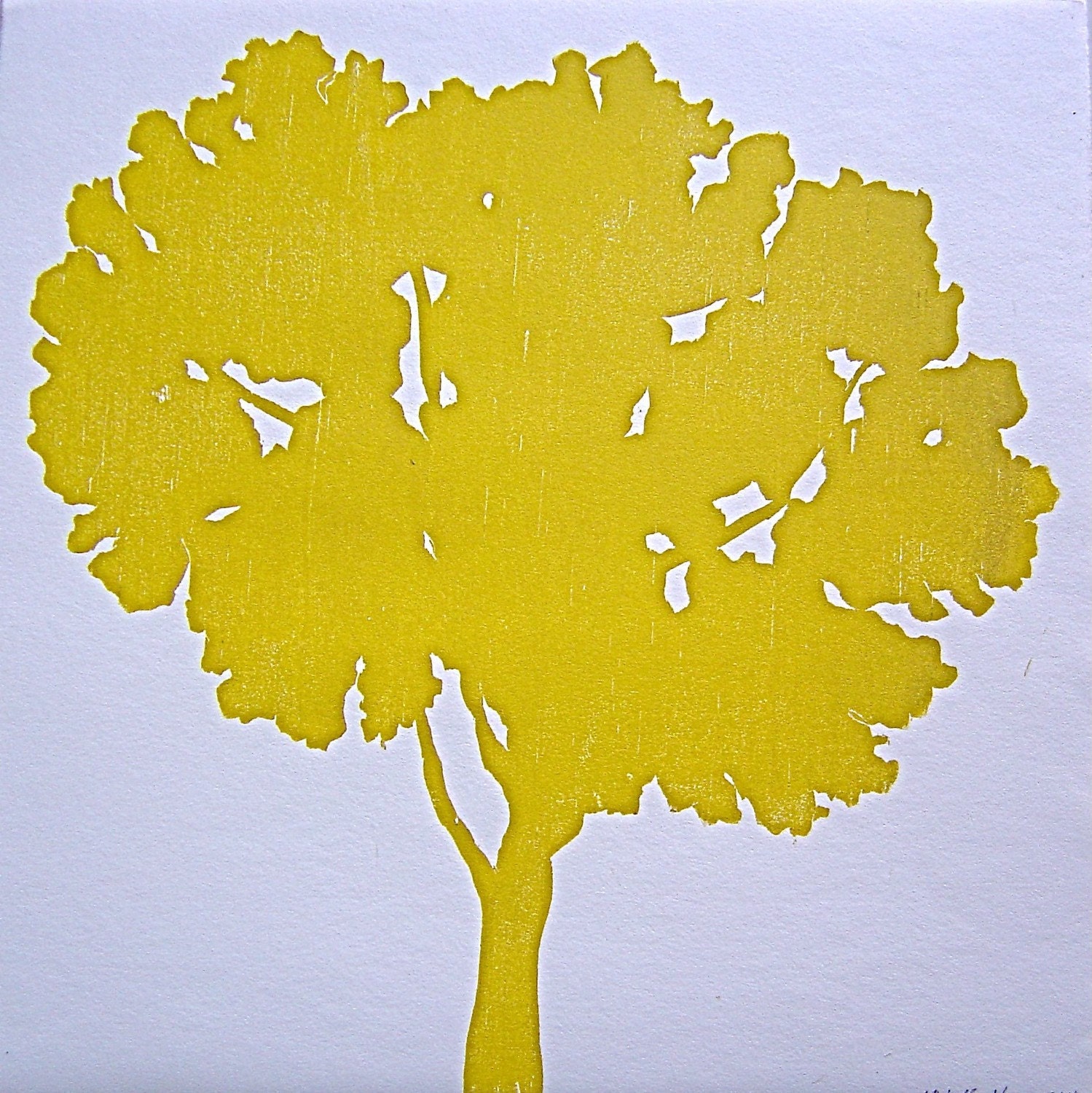 Oak Tree woodcut (yellow)
