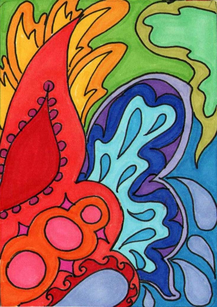 Wings  Rainbow Abstract ACEO ATC