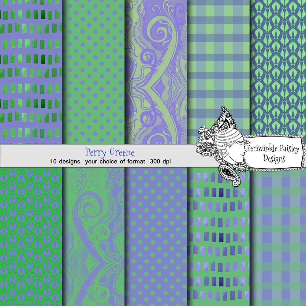 Digital Download Perry Green green blue paisley plaid