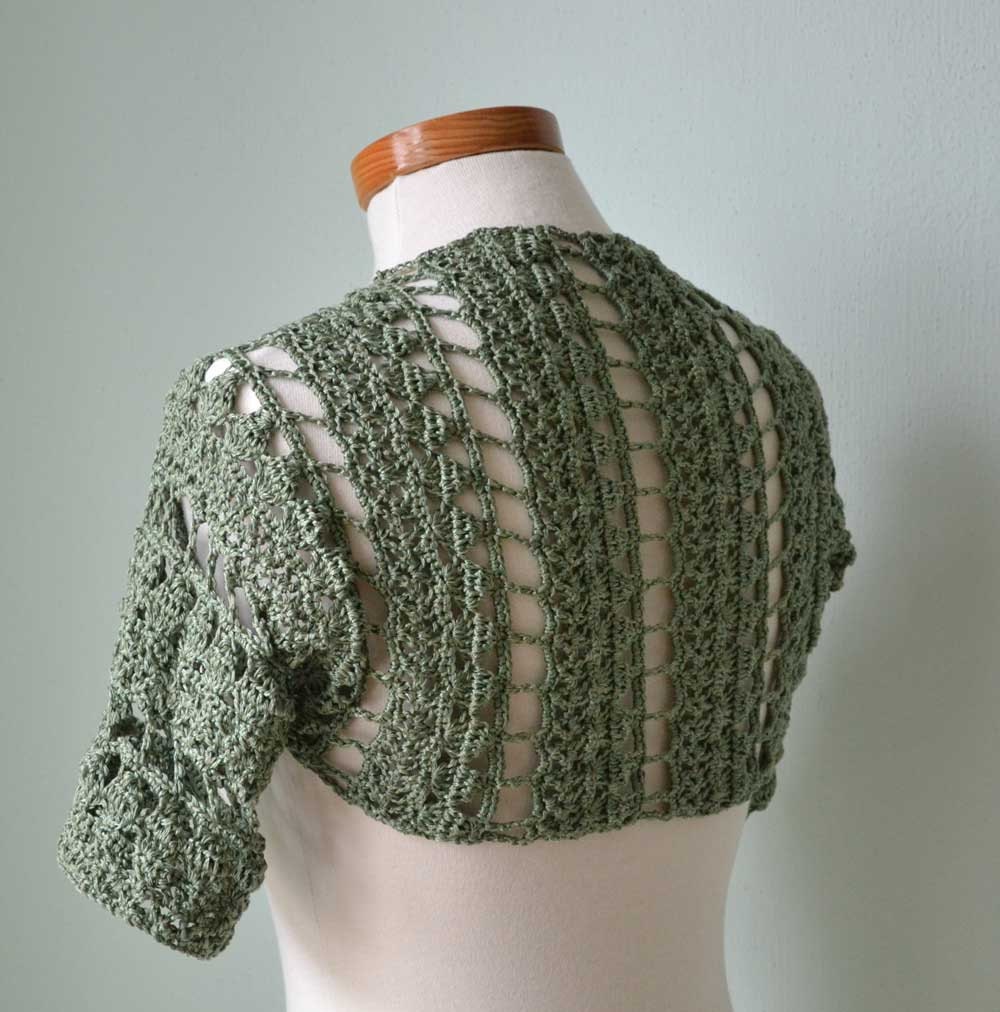 Green lace crochet shrug bolero Size S/M  G757