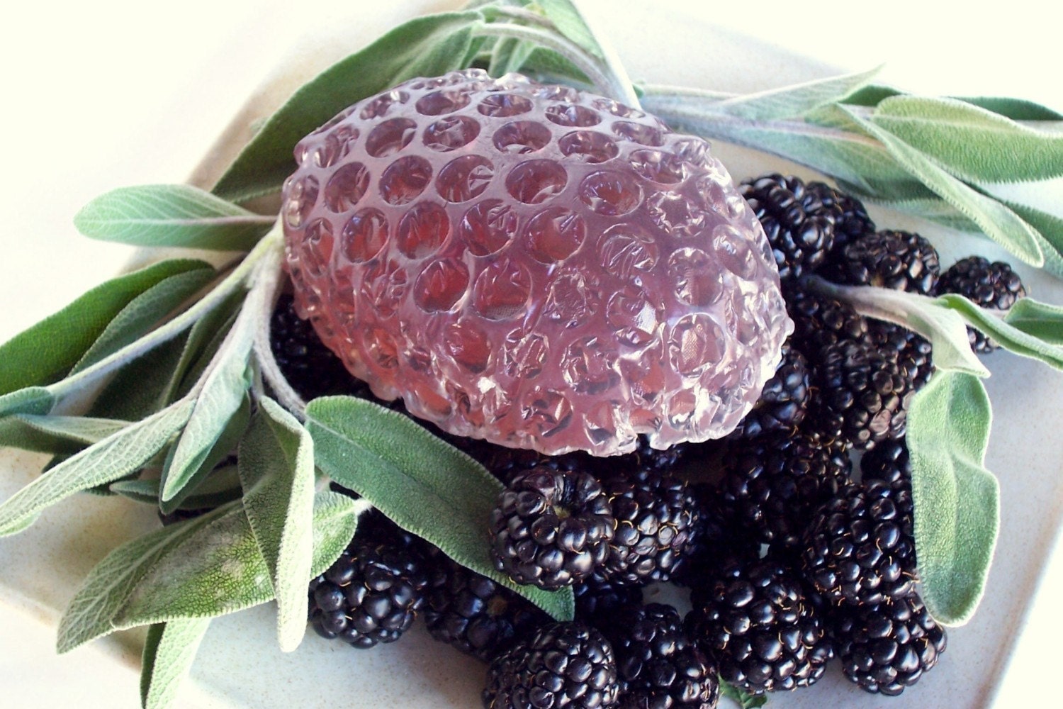 Blackberry Sage with Real Honey Beehive Natural Pollen Sweet Fruity Masculine Soap, Purple Honeycomb Soap