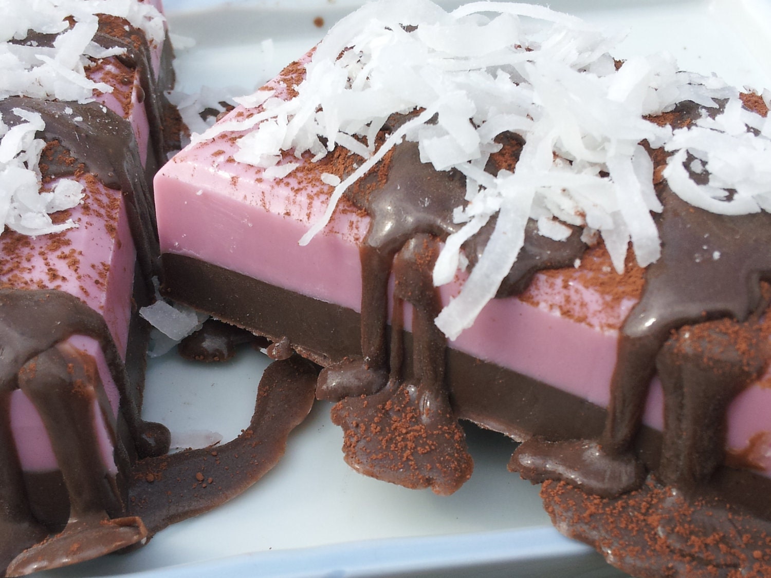 Sale - Raspberry Truffle Soap - Sweet Raspberry Chocolate Whipping Cream Scented, Gourmet Spa Soap - Take 40% Off Total Order