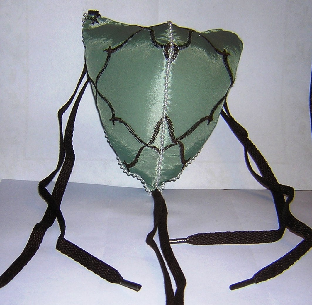 Renaissance Padded Embroidered and Pearled Codpiece with Ties