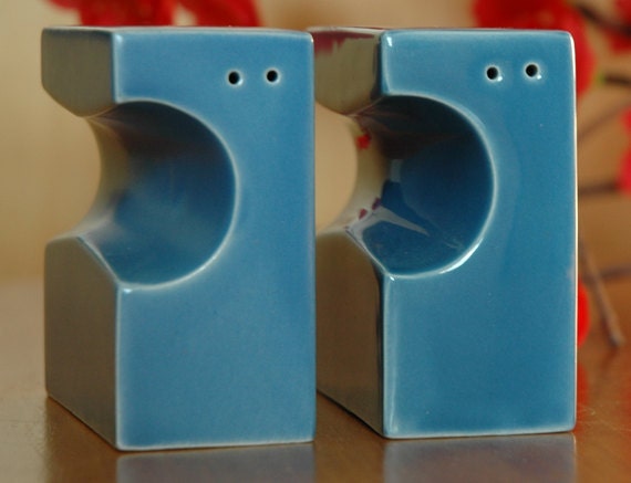 Vintage Porcelain Salt and Pepper Shakers Mid Century Modern PRICE REDUCED
