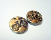 Black and Bronze Bicycles - Handmade Polymer Clay Focal Beads - Free Combined Shipping