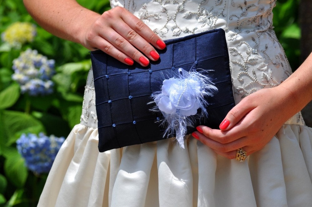 Clutch - The Lily Viola Clutch - Deep Blue, bridal bridesmaids beaded bag, wedding purse, something blue, mother of the bride groom bag