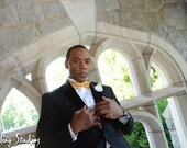 Gold Bow Tie - The Teddy Bow Tie, Groom Bow Tie, Groomsmen Formal Pre Tied Tie, Mens Formal Wear Adjustable Tie, Gold