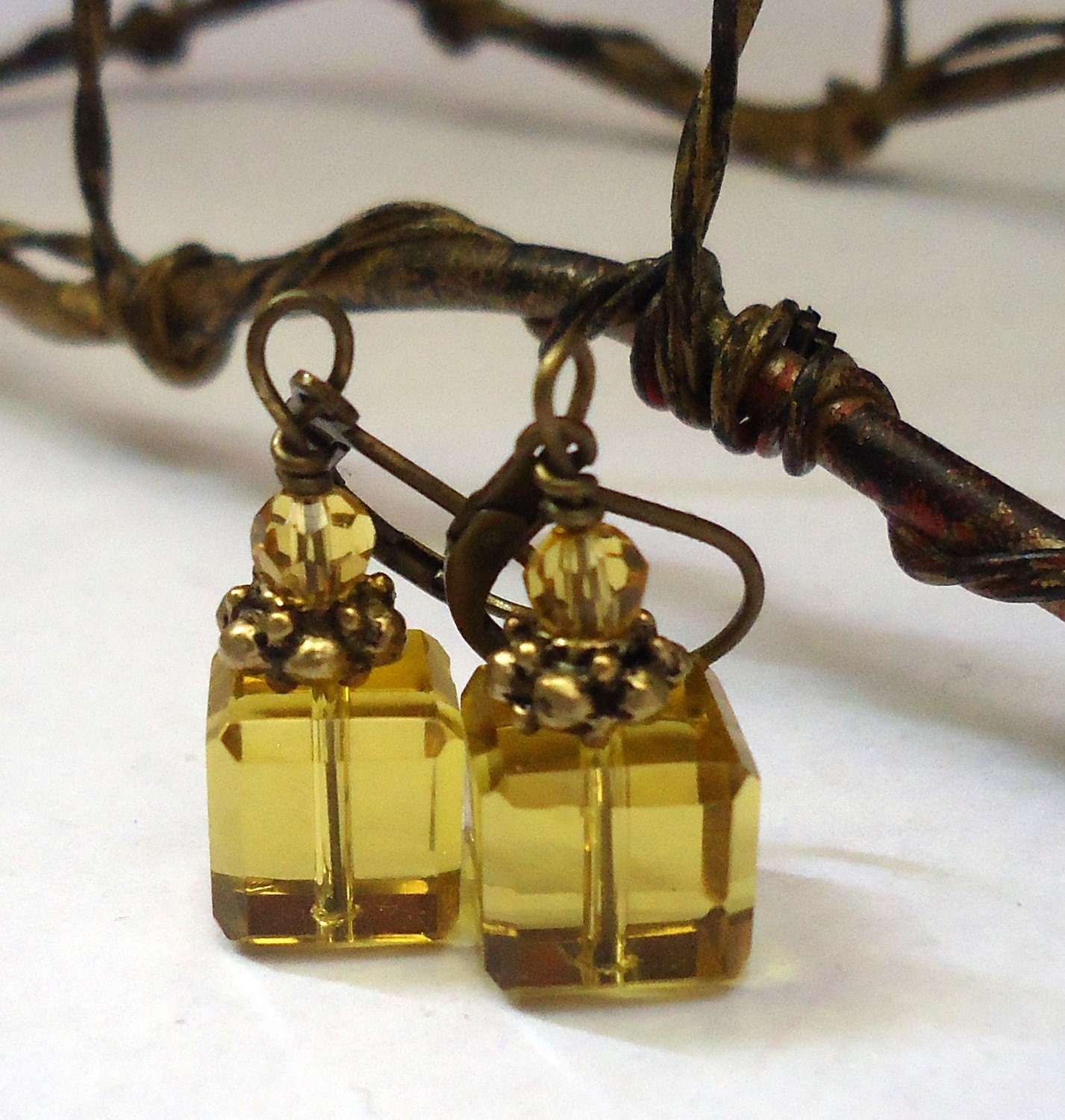 Golden Cube Earrings
