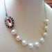 White Necklace , Rhinestone Neckalce, Glass Pearl , Pearl Jewelry, Bridal Necklace, Wedding Jewelry, Bridesmaid Necklace