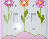 Handpainted Double Switch Plate Cover Daisy Garden