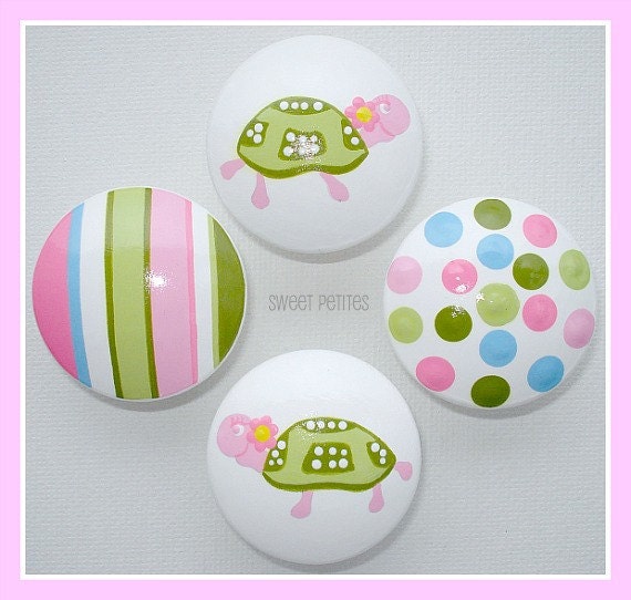 Hand Painted Knobs - Dresser Drawer - Turtle - Stripes - Polka Dots - Drawer Pulls
