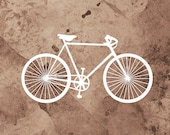 Bicycle Art (brown and white) - 12x18 Print