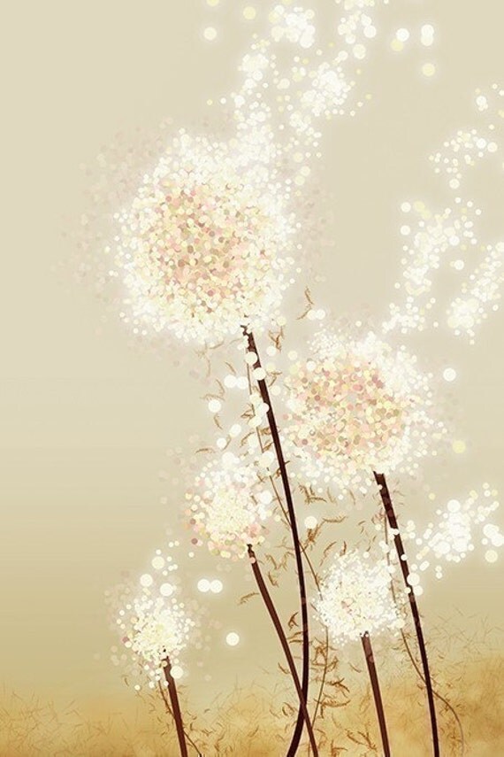 Perennial Moment (gold) - 12x18 Art Print - Dandelion Art
