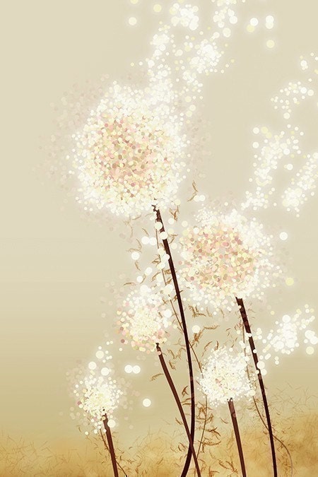 Perennial Moment (gold) - 12x18 Art Print - Dandelion Art
