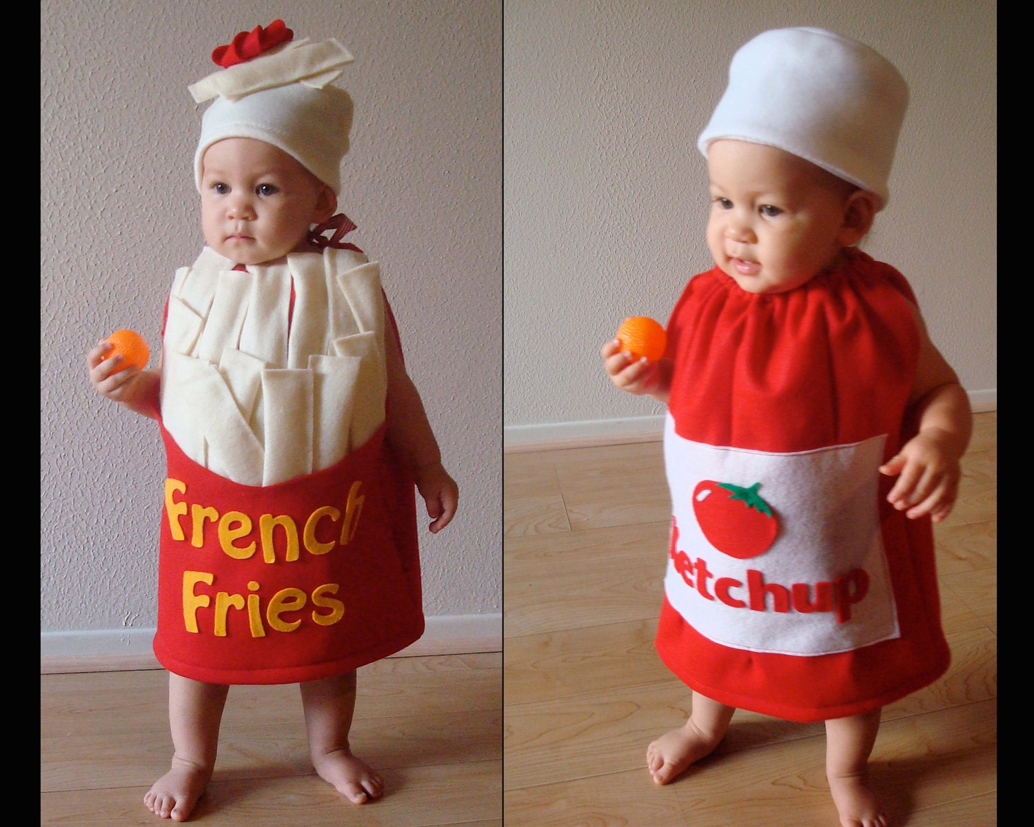 French Fry Costume Baby Costume  Toddler Costume  Halloween Costume French Fries with a Dollop of Ketchup