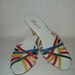 Vintage 70s Wedge Shoes / NOS Colorblock Sandals / Primary Colors