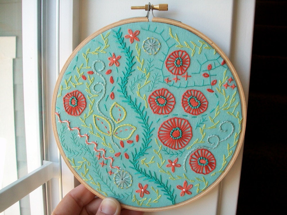 reserved for the wonderful d - hand embroidered hoop art - freeform stitching sampler in 6 inch hoop by bo betsy