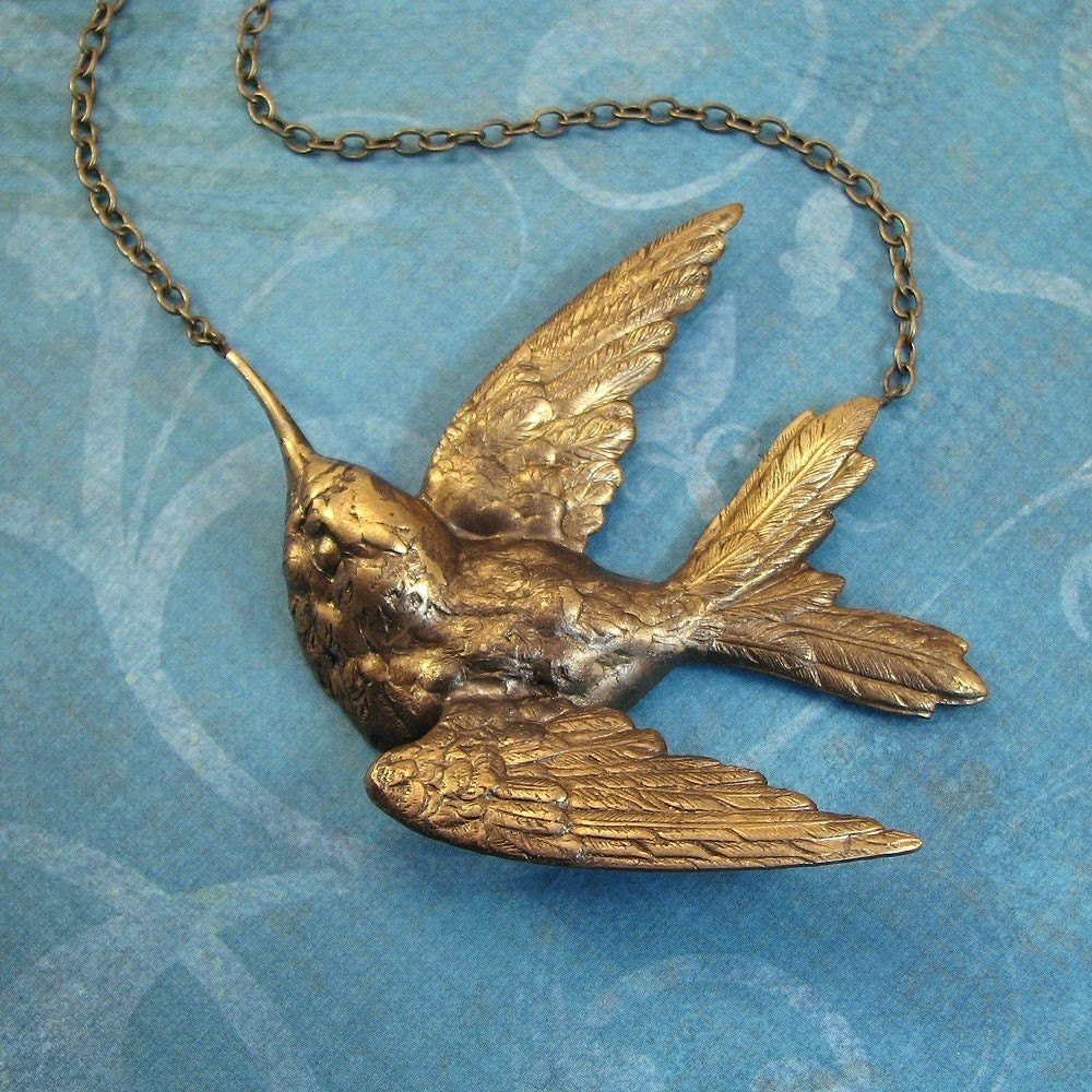 LARGE hummingbird necklace
