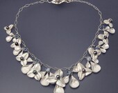 Silver Blue Pearl and Crystal Flower Blue Ophelia Necklace