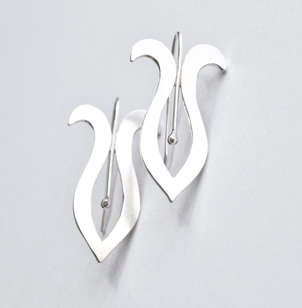 Silver Stylized Iris Earrings