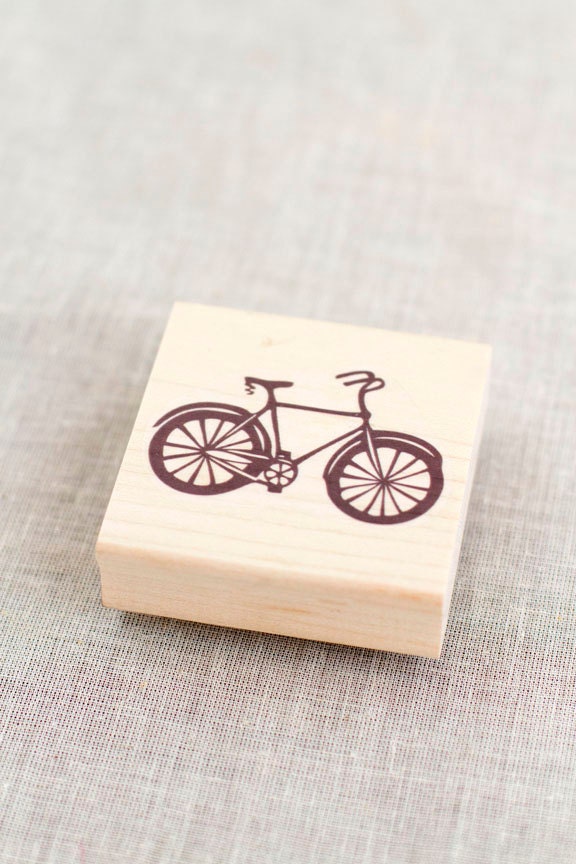 Bicycle Stamp - Handcrafted and Wood Mounted - Great for Cardmaking Scrapbooking Gift Wrap Favors and More