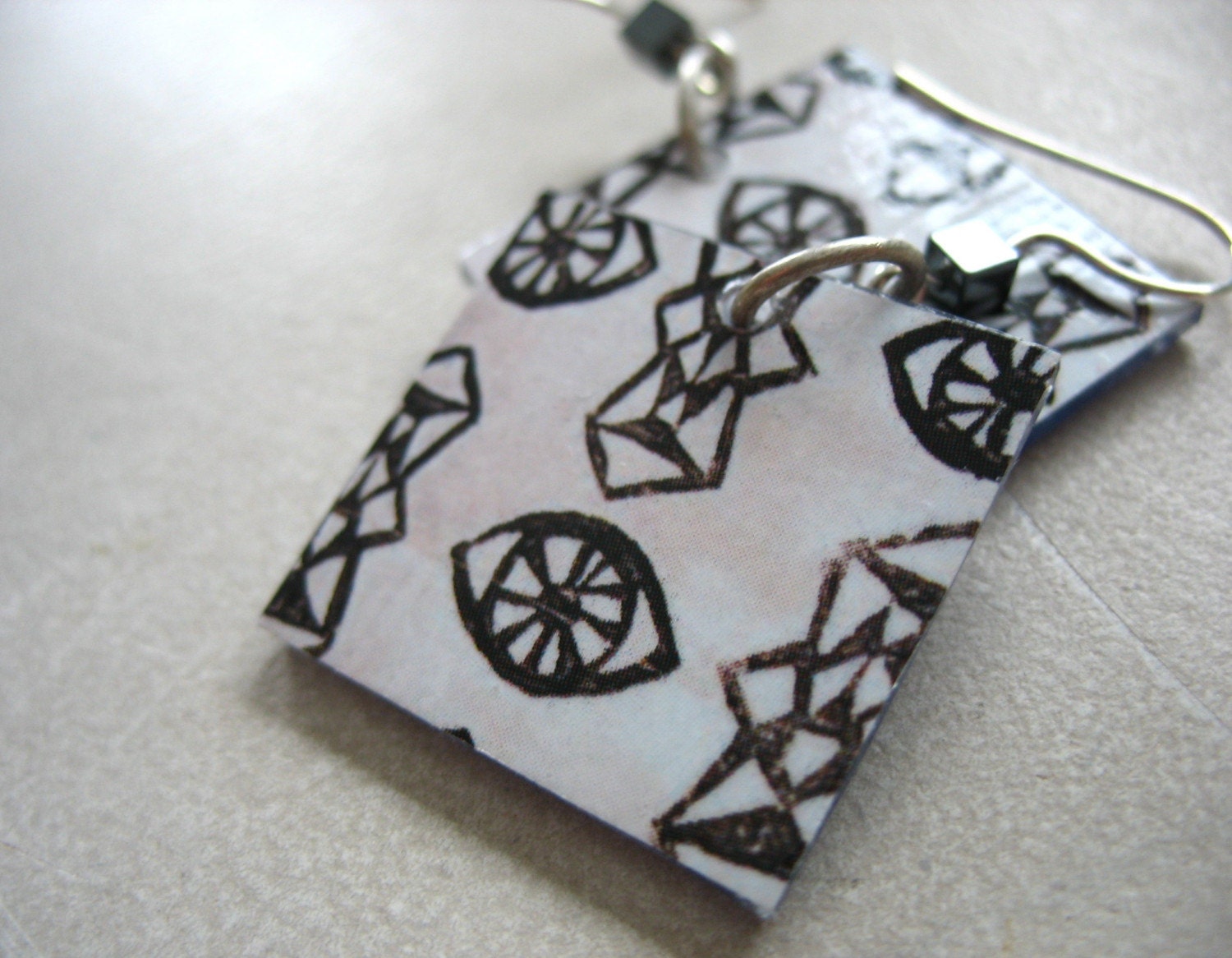 Handmade Earrings, Recycled Earrings, Diamond Earrings, Abstract Eyes, RECYCLEry Upcycled Eco Friendly Earrings