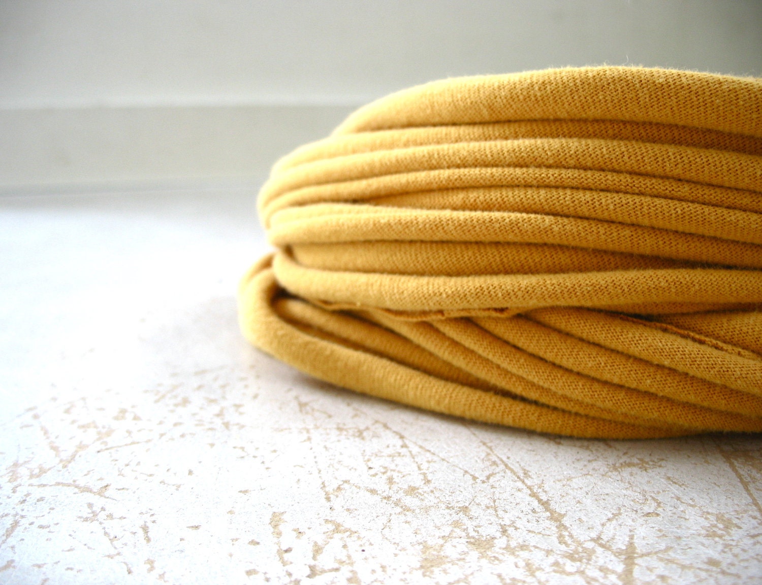 Yellow Scarf, Sunshine Yellow Scarf, Handmade Jersey Fabric Scarf Necklace Accessory, Recycled Upcycled Eco Friendly CLAMORED