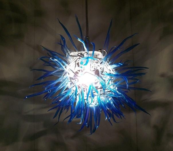 Spore - Cobalt Blue Space Age Sputnik Reclaimed Plastic Pendant Light