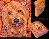Commission CUSTOM 6x8 Colorful Dog Art Original Painting by Lynn Culp