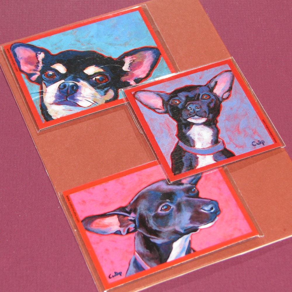 CHIHUAHUA Dog Art Magnets Set from paintings by Lynn Culp