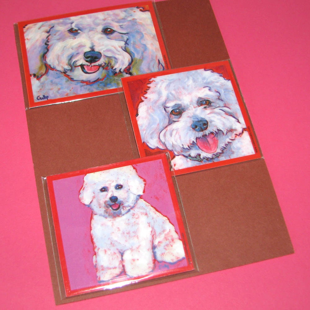 BICHON Dog Art Magnets - set of 3 from Paintings by Lynn Culp