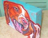 BRITTANY SPANIEL Dog Portrait Original Art Painting 8x6 by Lynn Culp