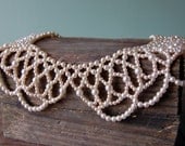 Hand Beaded Cream Peter Pan Collar with Glass Pearls and Sterling Silver