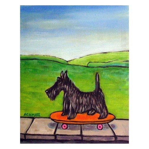 Scottish Terrier Riding a Skateboard Dog Art Print
