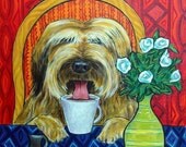 Briard at the Coffee Shop Dog Art Tile Coaster