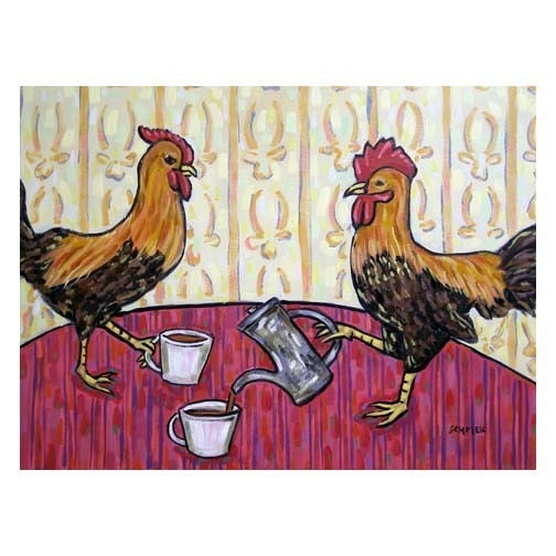 Chicken at the Coffee Shop Art Print