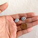 Hand Drawn White Geometric Post Earrings Studs