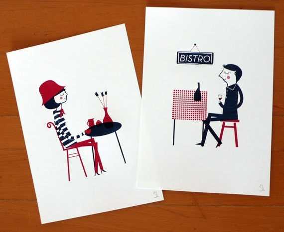 Parisiens set of two prints