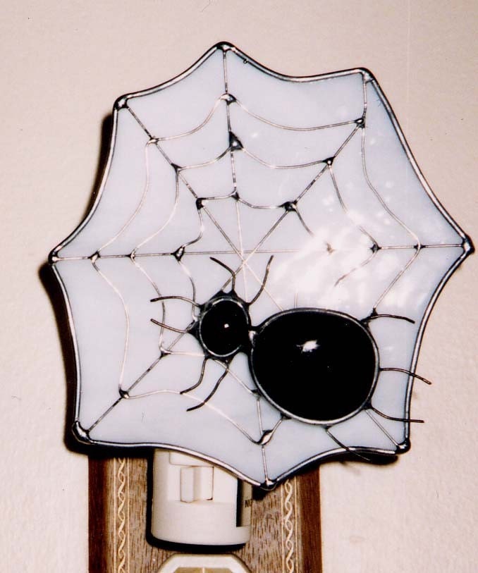 Spider Night light - Spider Web Nightlight - Stained Glass Night light