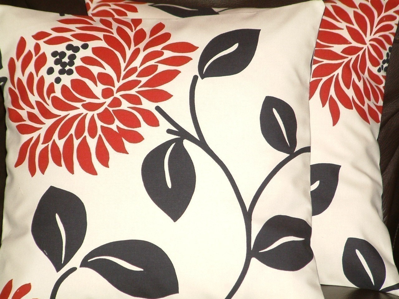 2 18" Contemporary Modern Red Designer Retro Cotton Cushion Covers,Pillowcases,Pillow Covers,Pillow Shams,Pillowcases,New Fabric