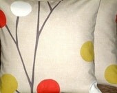 2 16" Red Charcoal Grey White Green Holly Print Funky Contemporary Retro Pillowcases,Cushion Covers,Pillow Covers,Throw Pillow,NEW FABRIC
