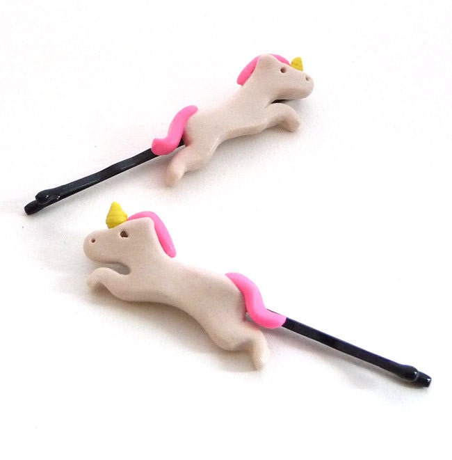 Unicorn Hair Accessories Bobby Pins White Pink