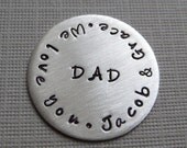 Personalized Golf Ball Marker - Hand stamped sterling silver Golf Ball Marker (GM002)