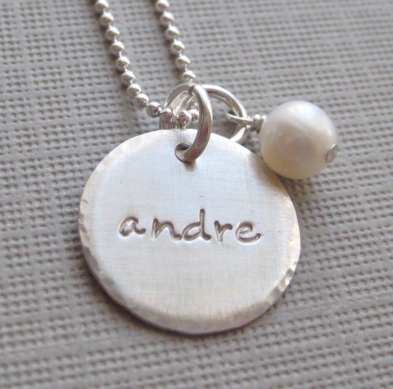 Hand Stamped Jewelry - ONE NAME Charm - Personalized sterling silver / Keepsake necklace
