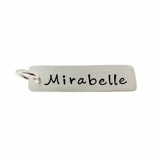 ADD a Name or a Date Charm - 1 inch long rectangle sterling silver tag (AO021)