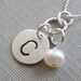 Initial Charm Necklace - Hand Stamped Jewelry - Sterling Silver Necklace with a Freshwater Pearl or a Birthstone