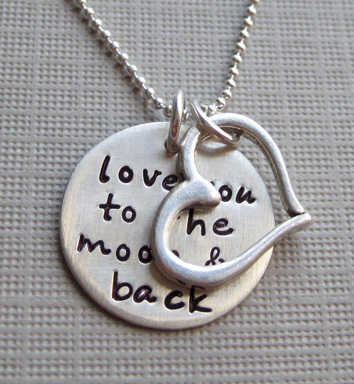 Love you to the moon and back - Sterling Silver necklace with a Heart charm (NN001)