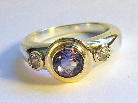 14kt, Sterling, Iolite And Sapphire Ring