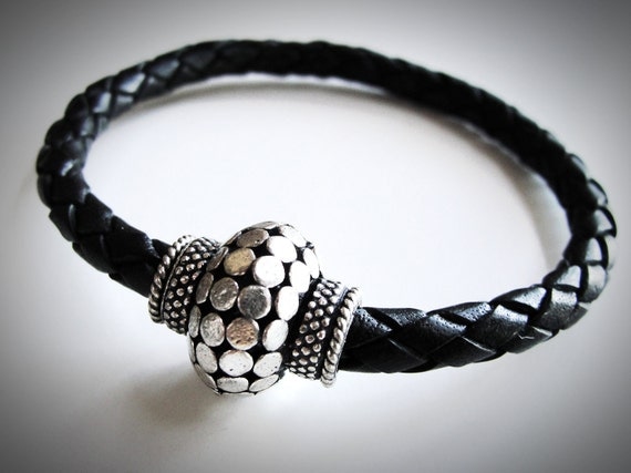 Silver Thai Style and Braided Leather bracelet