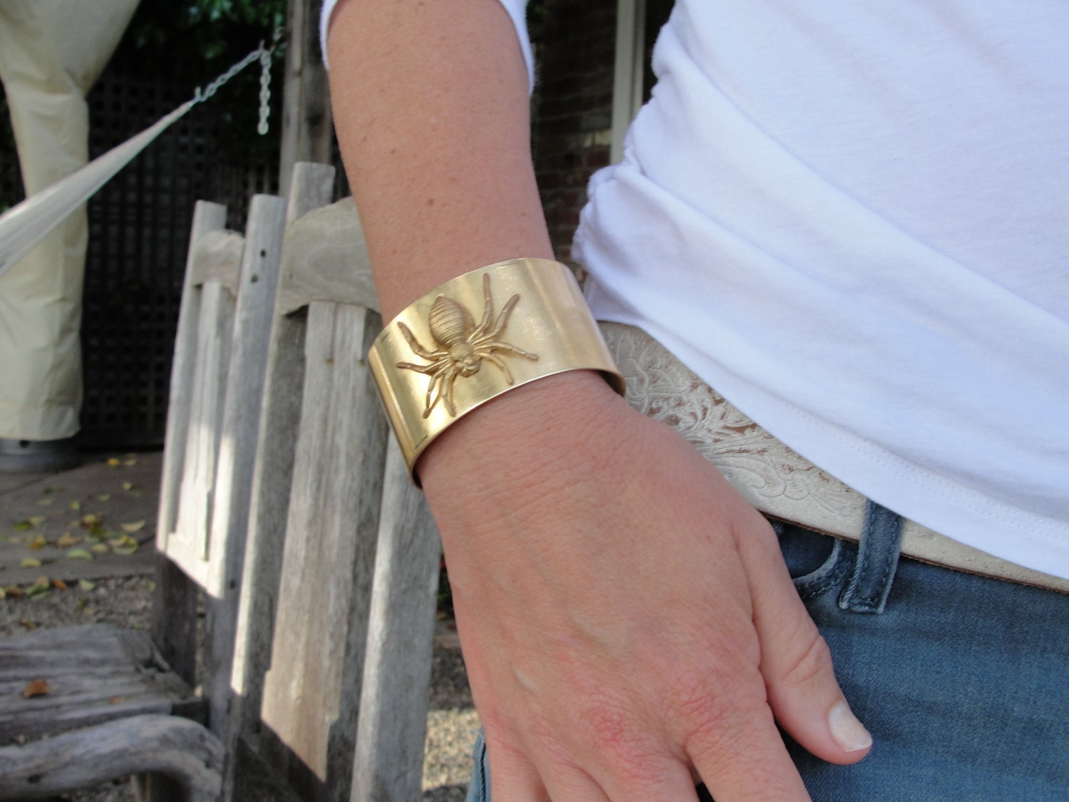 Spider Bite Brass Cuff bracelet